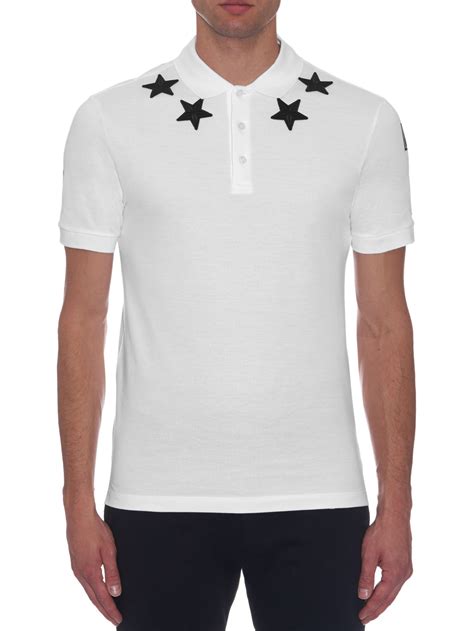 white givenchy polo shirt with stars|givenchy polo shirts.